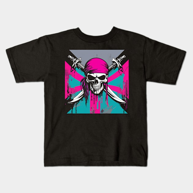 Pirateflag Neoncolors Kids T-Shirt by TaevasDesign